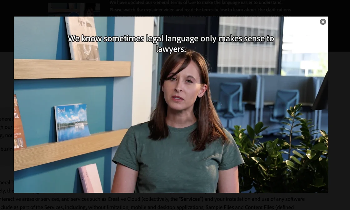 Adobe's terms-of-use explainer video: 'legal language only makes sense to lawyers'